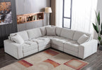 Breton Modular Sectional Sofa - Oyster Grey Fabric.