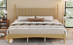 King Size Wood Platform Bed Featuring a Gourd Shaped Headboard.
