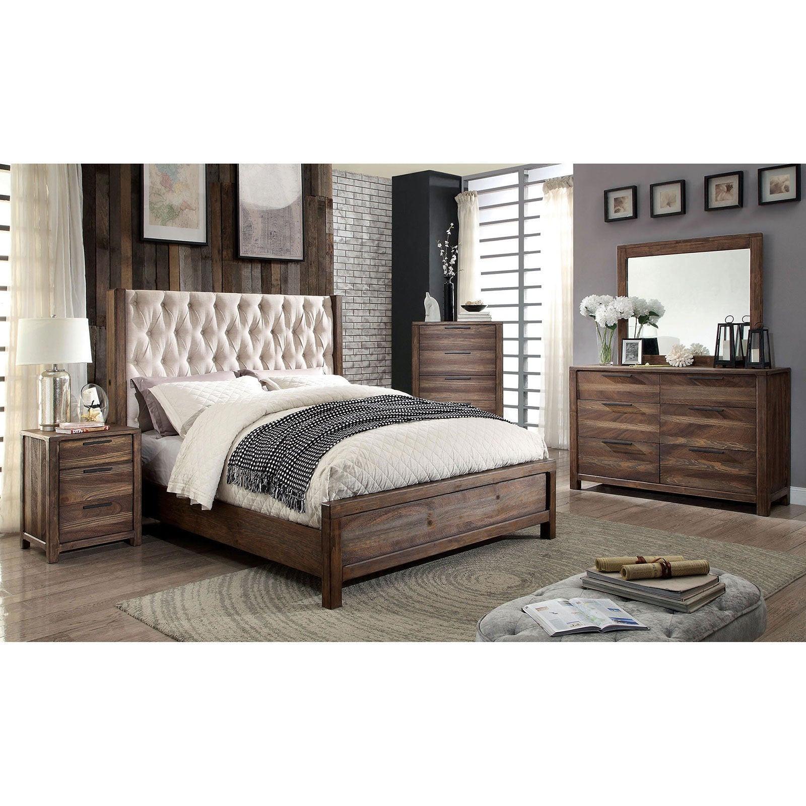 Rustic Natural Tone Dresser with Felt-Lined Drawers.