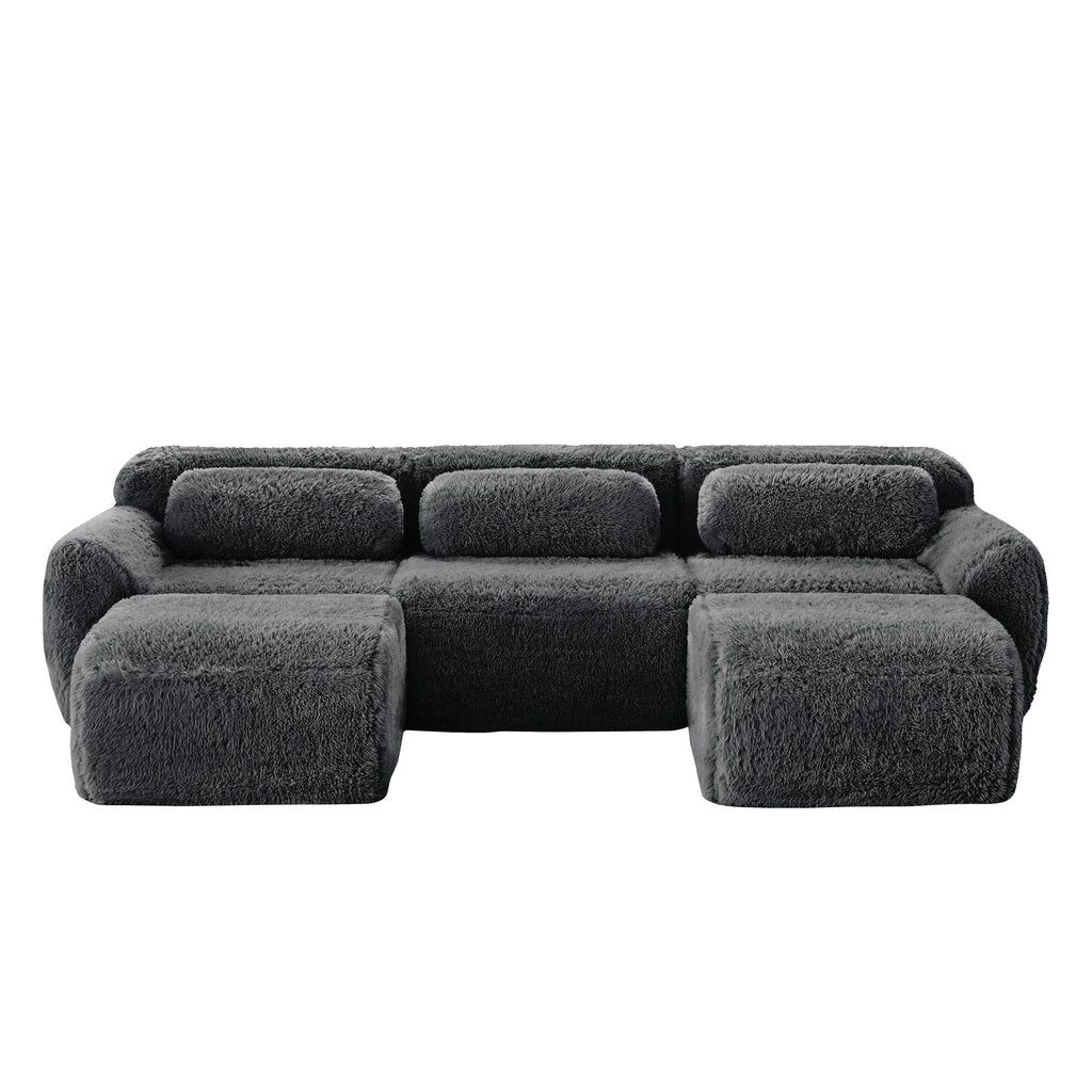 Modular Sofa Dark Grey - Boneless Design with plush, anti-slip fabric. Features deep seating and a modern, cozy silhouette.