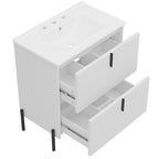 White Bathroom Vanity with Ceramic Sink - 30 Inch Design.