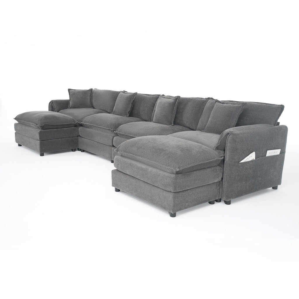 Modular Sectional Sofa Grey - Comfy 4-Seater Couch Set.