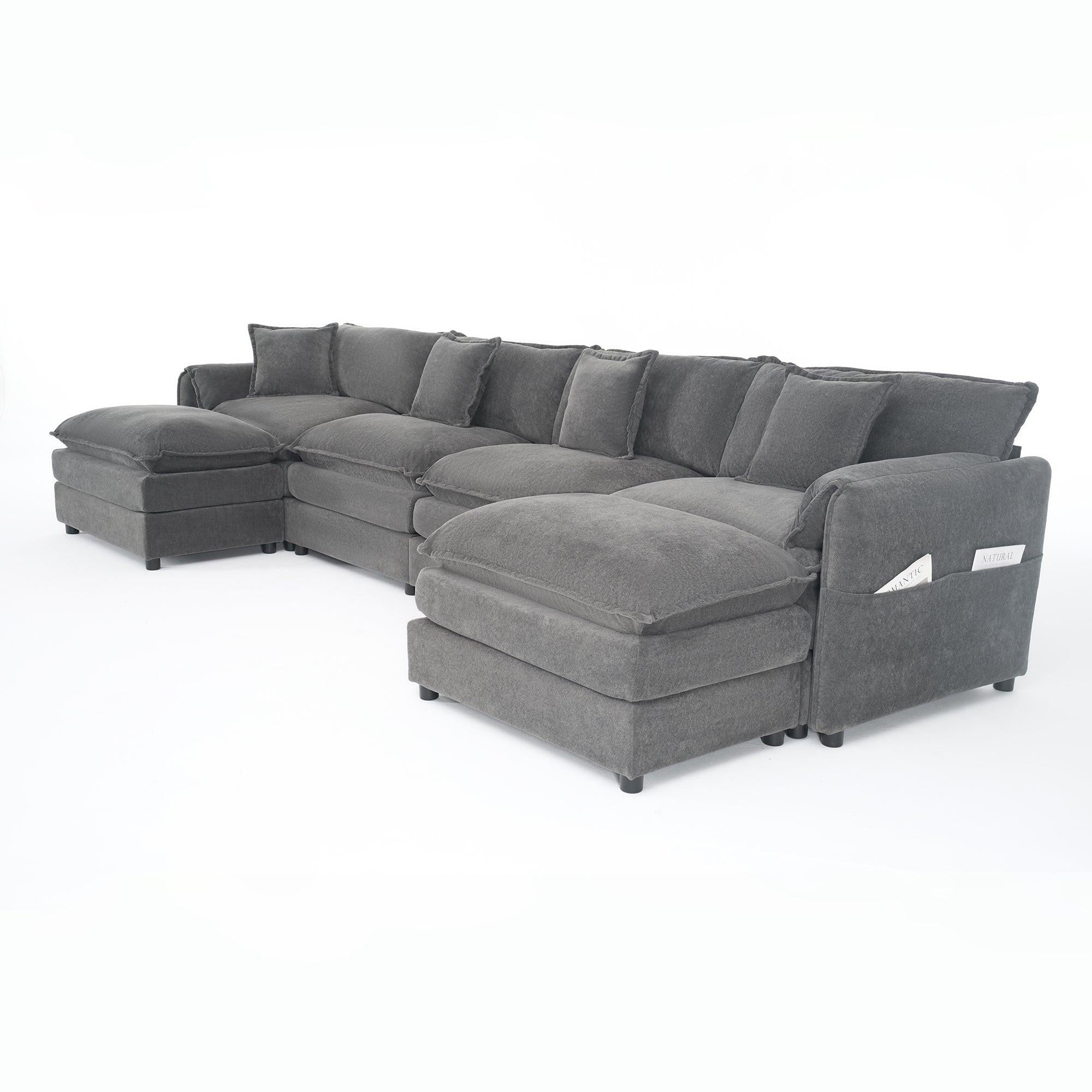 Modular Sectional Sofa Grey - Comfy 4-Seater Couch Set.