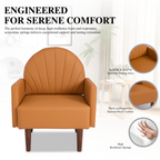 Shell-Shaped Armchair with PU Leather Upholstery.