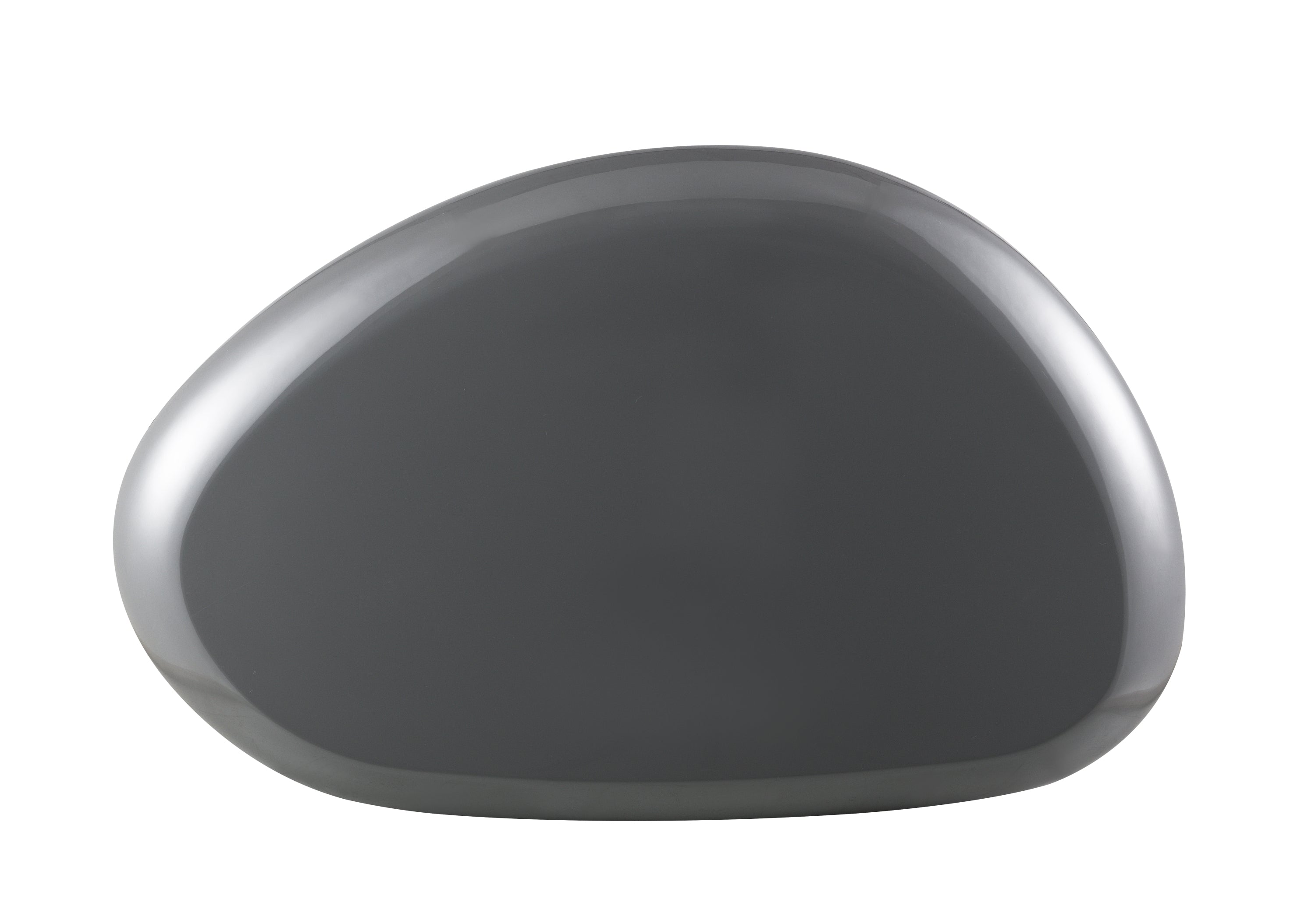Top view of Charlene Gray High Gloss Coffee Table highlighting its organic, asymmetrical shape and smooth surface for modern decor.