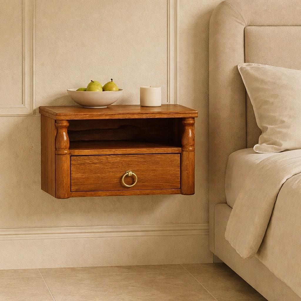 Artisan Furniture Solid Wood Turned Pillar Nightstand.