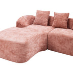 Pink Chenille L-Shaped Sofa Perfect for Living Room.