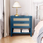 Boho Nightstand with 2 Drawers and Storage Shelf.