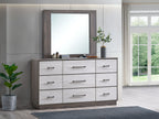 6-Drawer Large Scale Gray Laminate Wood Dresser with Gunmetal Handles