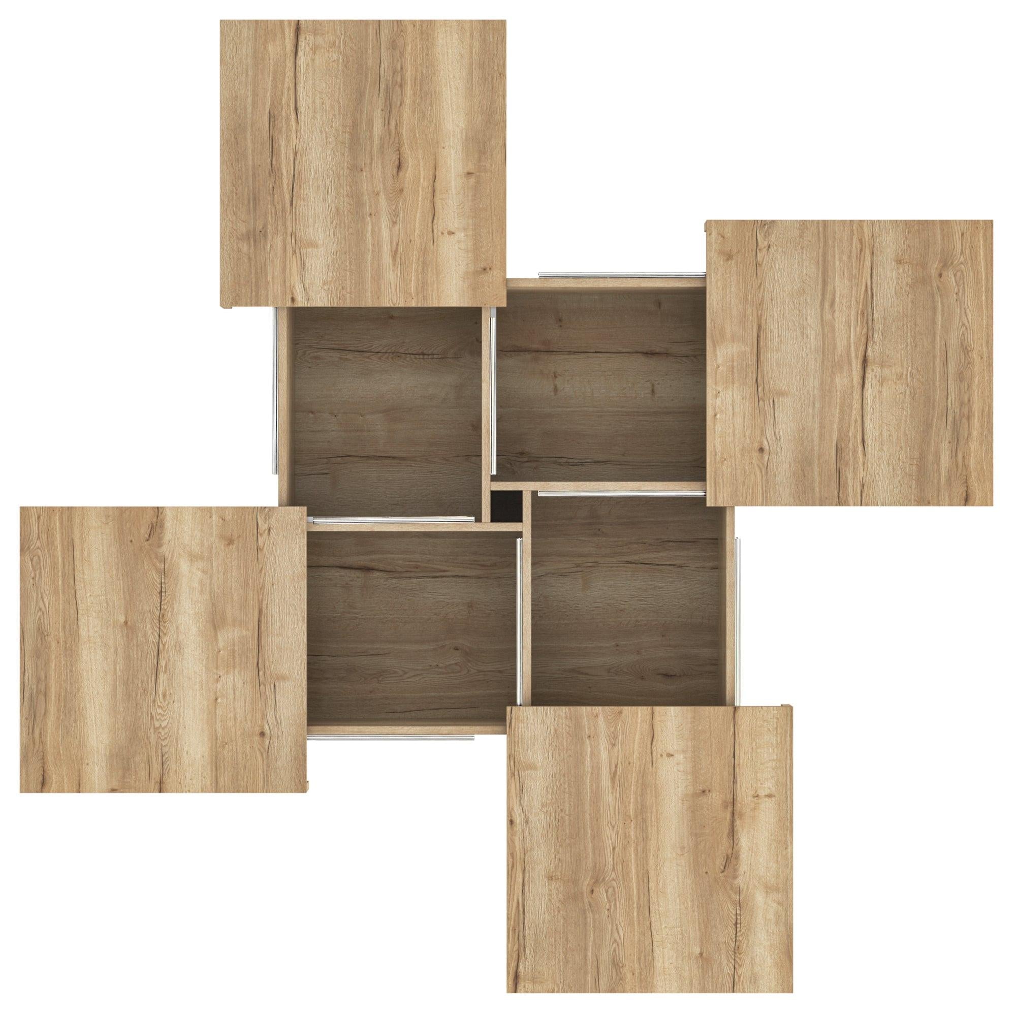 Sliding Top Coffee Table with Storage in Natural Wood Grain.