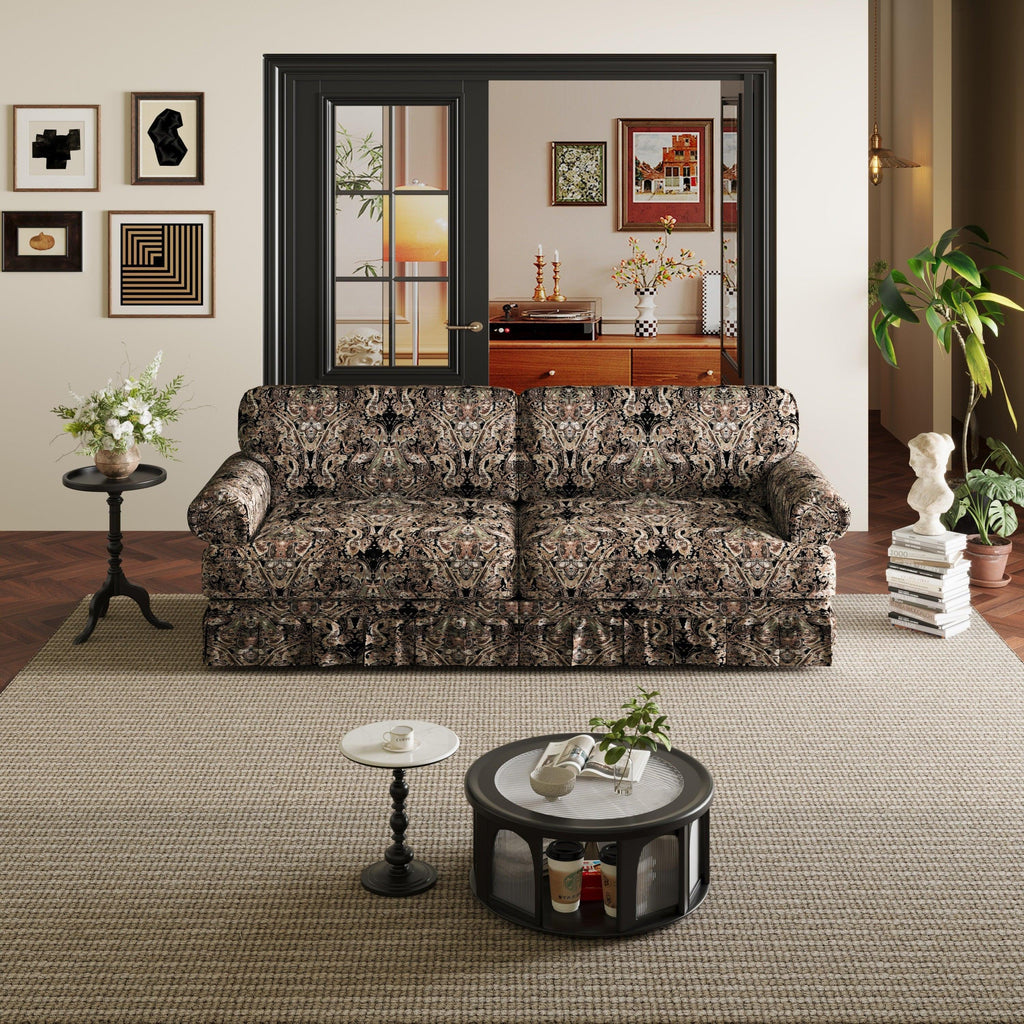 Black Floral Cloud Couch - 3&4-Seater Oxford Fabric Sofa.