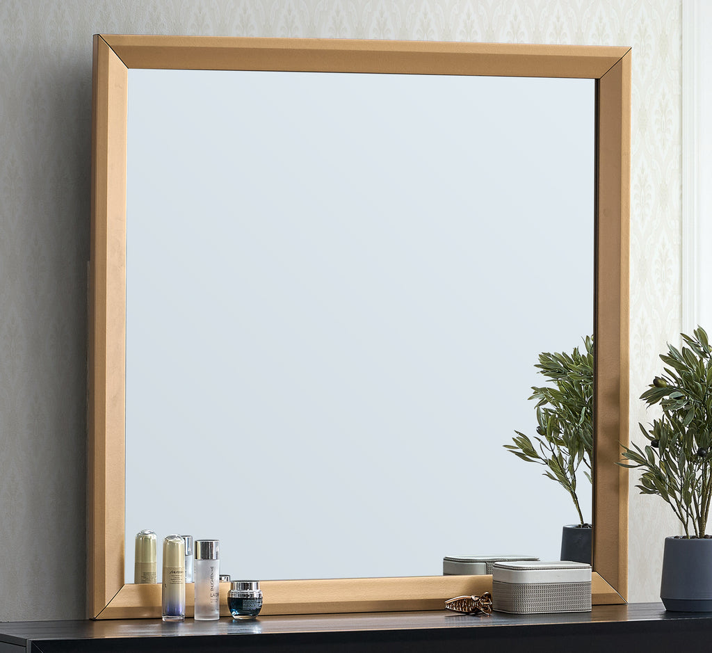 40-Inch Square Gold Finished Wall Mirror for Bedroom