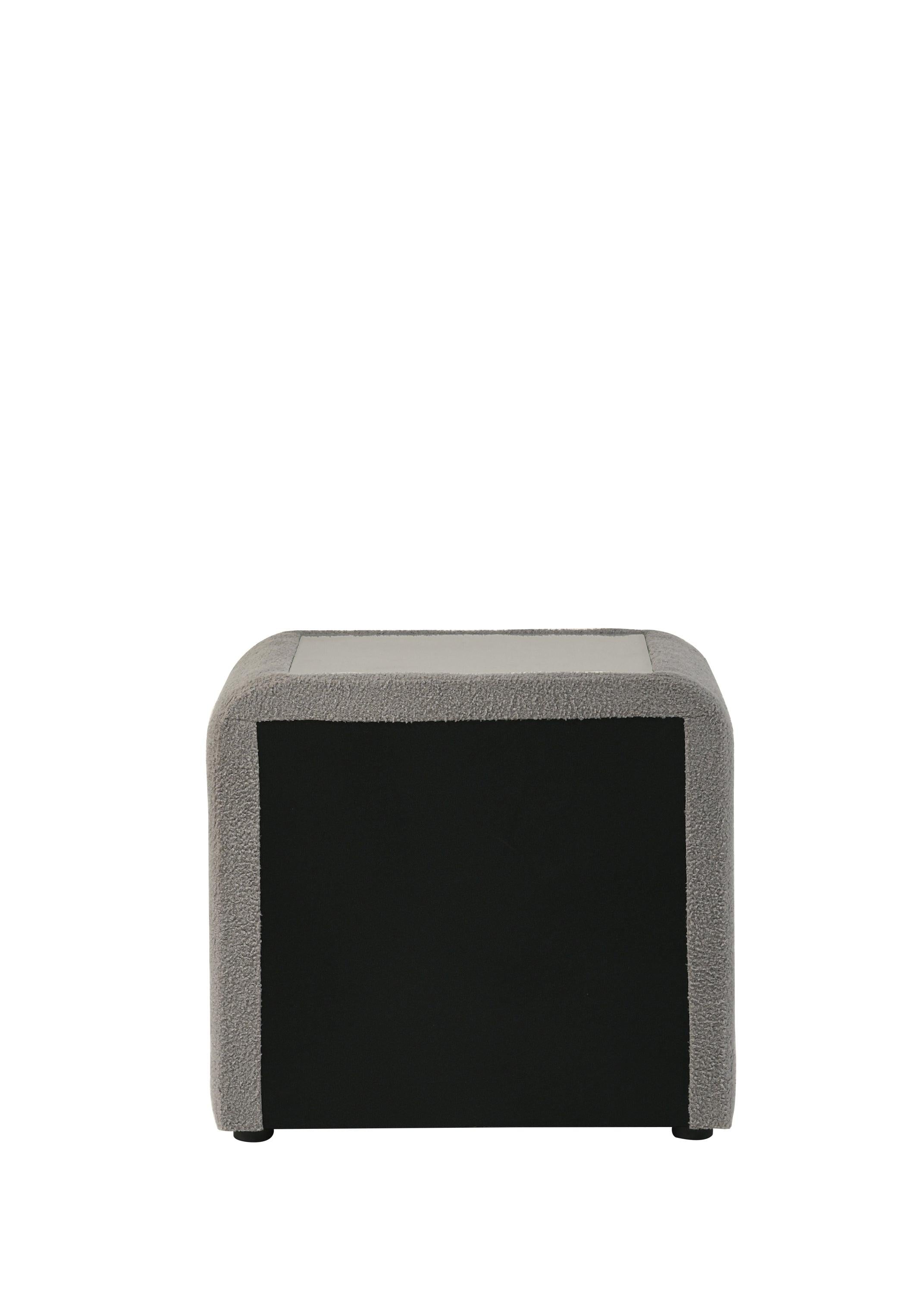 Gray Chrome Nightstand with Teddy Sherpa.