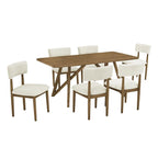 Dafne 7Pc Walnut Oak Dining Set with Cross Base.
