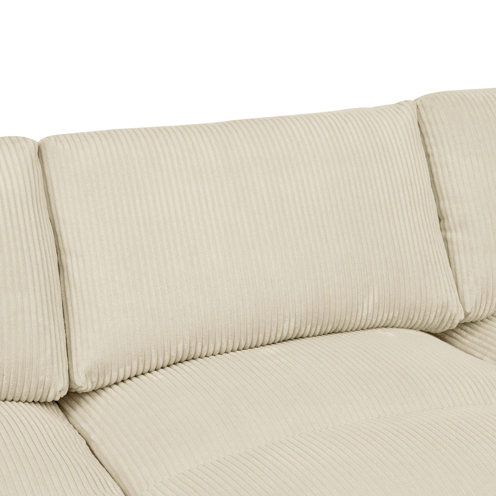 Corduroy Sectional with Ottomans and Large Arms.