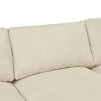 Corduroy Sectional with Ottomans and Large Arms.