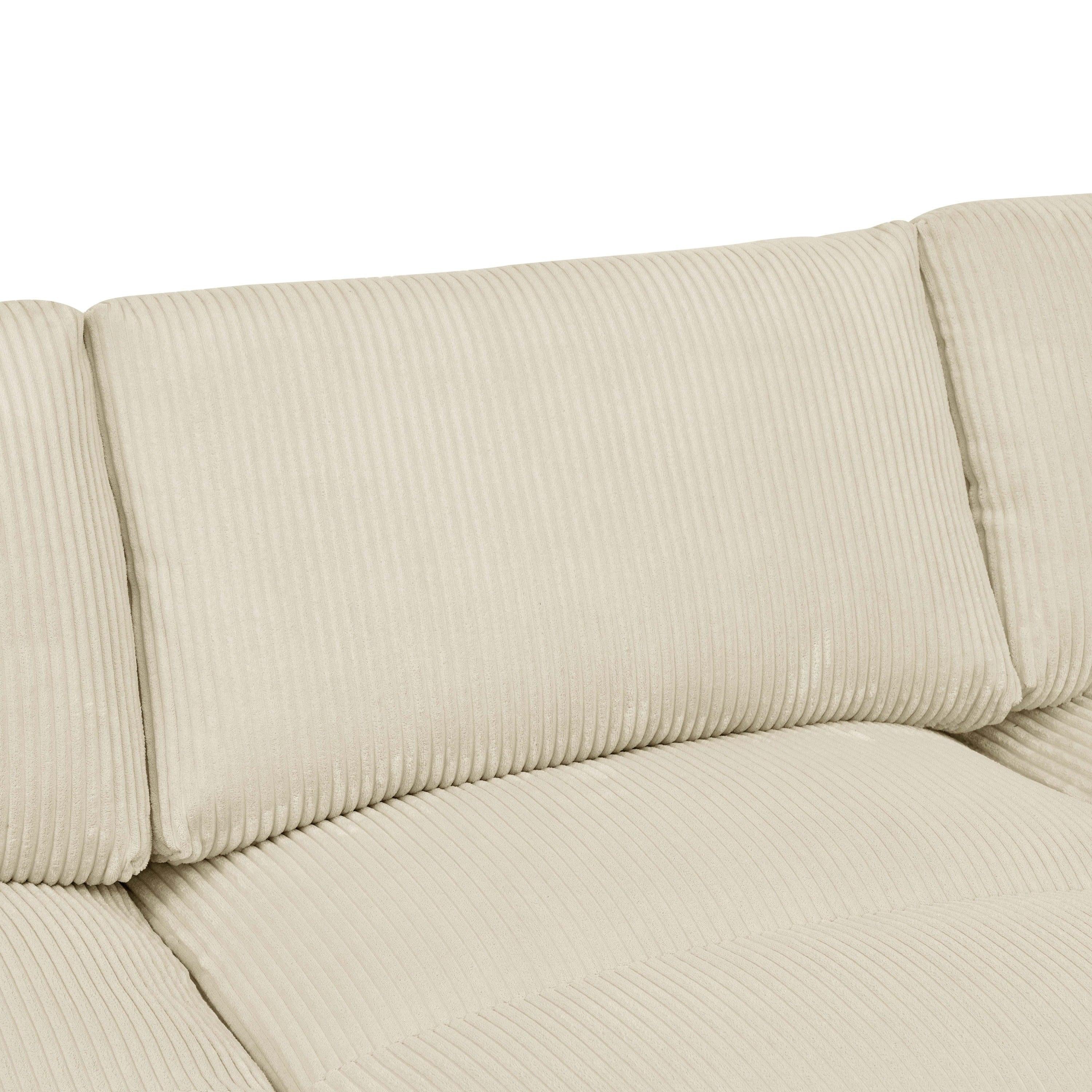 Corduroy Sectional with Ottomans and Large Arms.