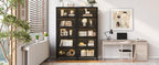Iron Display Cabinet with Glass Doors - 5-Tier Bookcase.