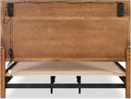 Mid-Century Modern King Size Bed with Upholstered Headboard.