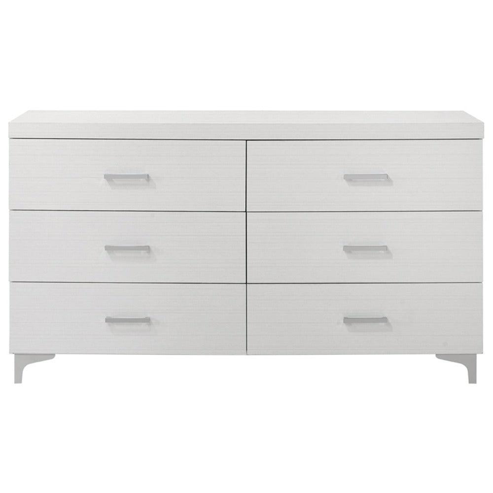 White 6-Drawer Dresser – Modern Bedroom Storage.
