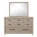 Oak Finish Eight Drawers Dresser with Mirror in Solid Rubberwood.