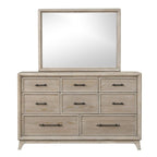 Oak Finish Rubberwood Dresser with 8 Drawers for Bedroom.
