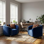 FX-P55-1S-RB1-2PCS Luxurious Quilted Blue Armchair.
