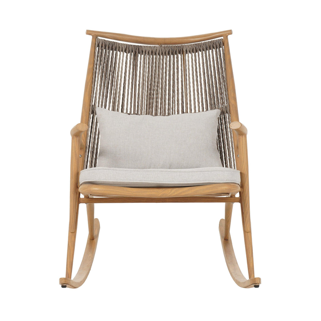 Outdoor Rocking Chair with Iron Frame for Comfort.