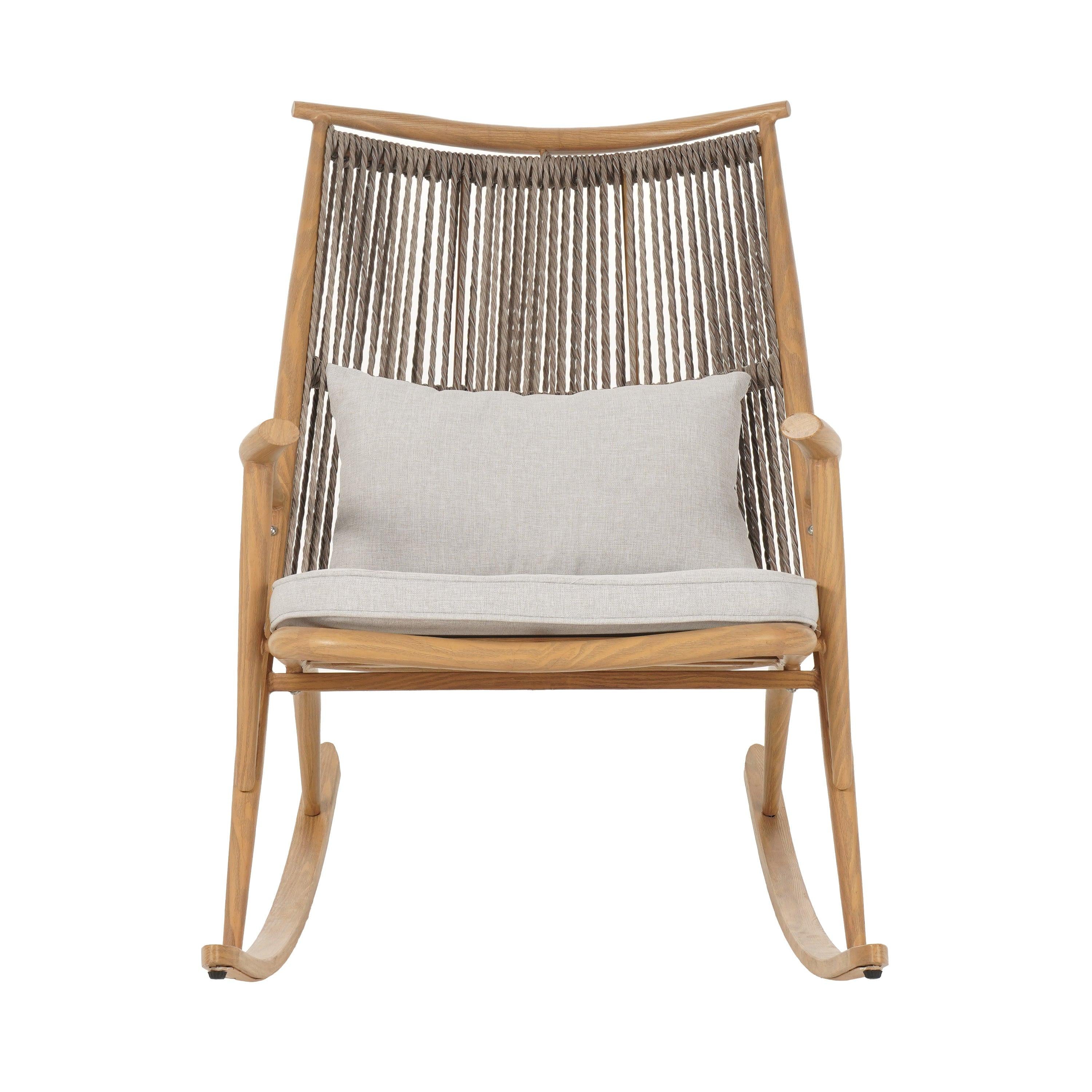 Outdoor Rocking Chair with Iron Frame for Comfort.