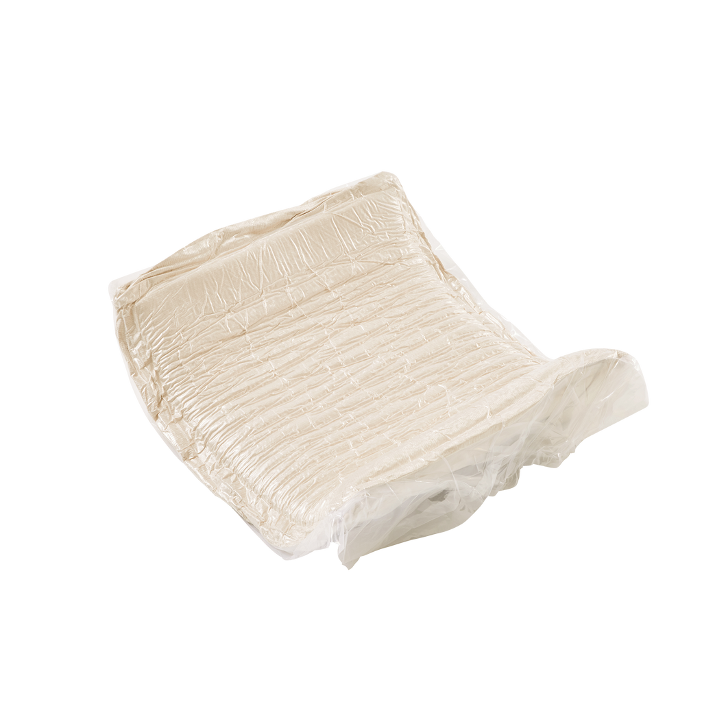 Vacuum-sealed cushion of Velvet L Shape Modular Sofa wrapped in protective plastic, highlighting no-assembly and easy setup.