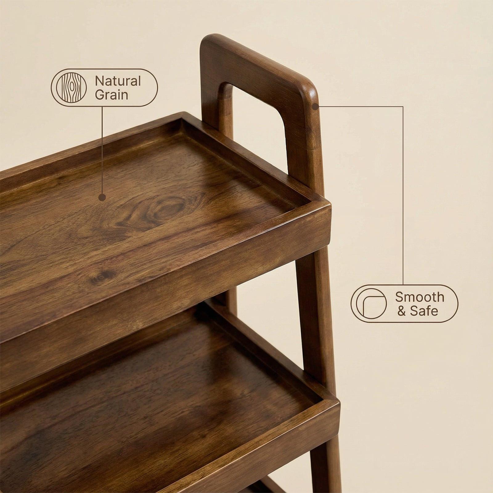 3 Tier Solid Wood Ladder Shelf for Home & Office.