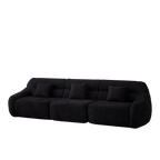 Side angle of Modern Black Modular Sofa - Luxury Chenille 4-Seater with curved 123.2-inch frame and plush seating.