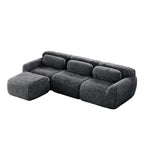 Dark Grey Plush Sofa - L-Shaped, No Assembly | Modular Design offering a versatile layout with plush cushions and anti-slip support.