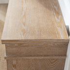Top view of the Rustic Archway Console Table showing the smooth, hand-painted natural wood surface.