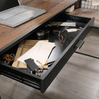 L-Shaped Desk, Brown finish.