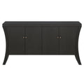 Refined Industrial 4-Door Credenza with Wooden Arc Legs & Bronze Clasps – Advanced Storage Design, Black MDF