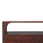 Solid Wood 3 Drawer Chest with Arched Edge Design.
