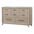 Oak Finish Rubberwood Dresser with 8 Drawers for Bedroom.