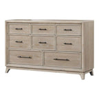 Oak Finish Rubberwood Dresser with 8 Drawers for Bedroom.