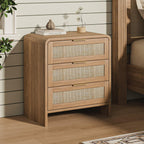 Rattan Nightstand with 3 Drawers for Modern Bedrooms.