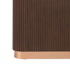 Modern Console Table with Ash Veneer Top and Metal Accent.