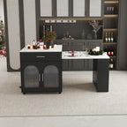 Expandable Kitchen Island with Power Outlet & Storage.