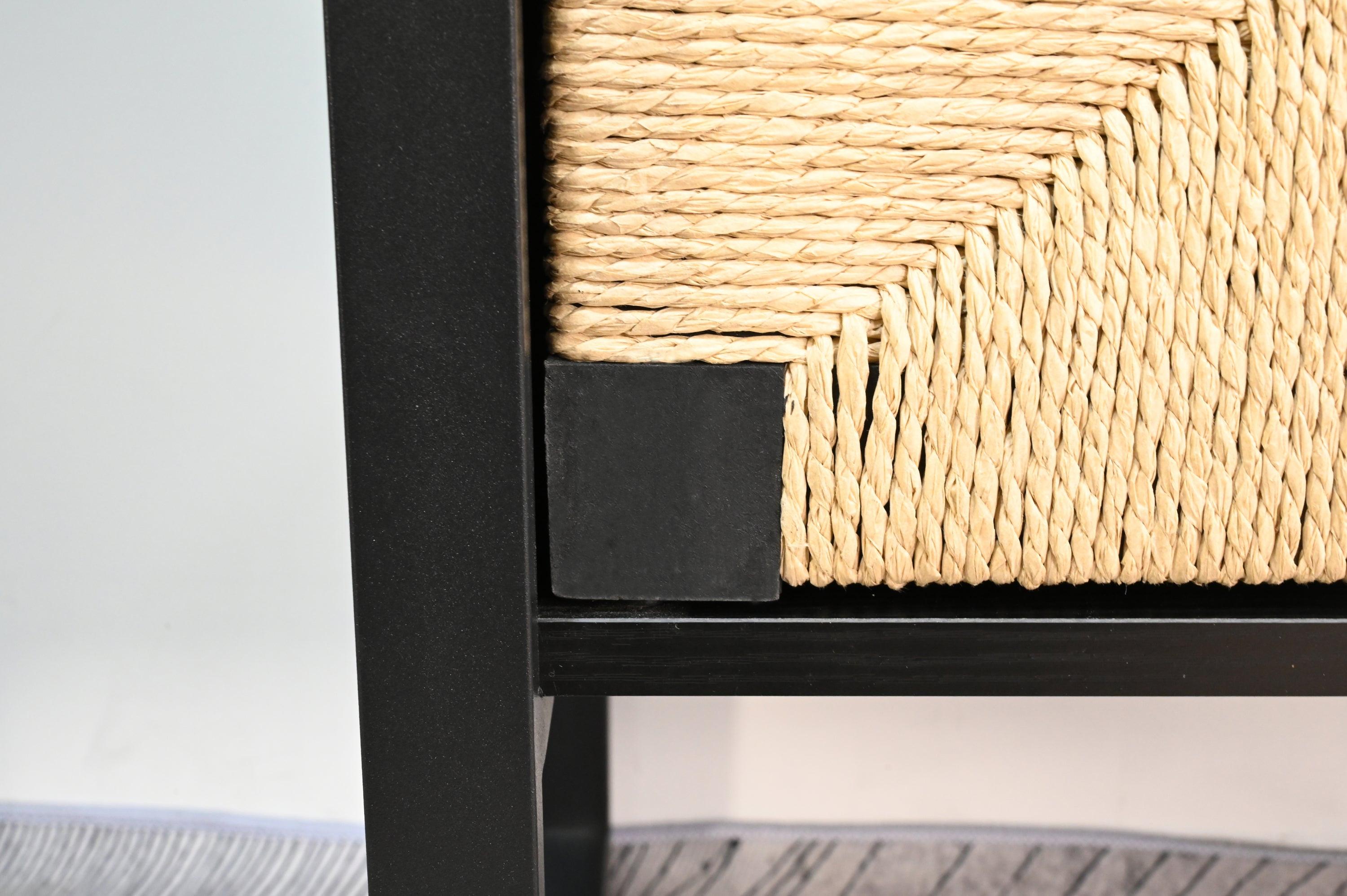 Rattan Cabinet Storage Bookshelf - Dual-Function Display Shelf.