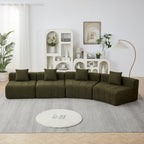 Curved Sectional Sofa with 4 Pillows for Comfortable Seating.