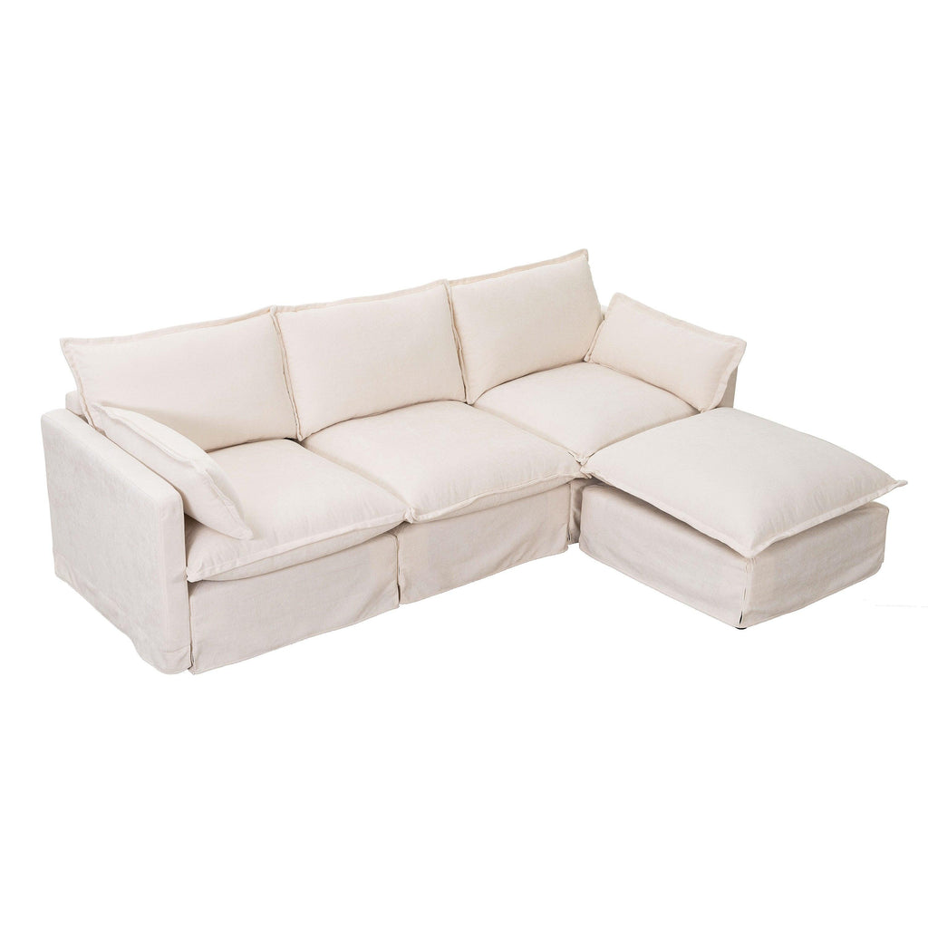 Modern Modular Sectional Sofa with Ottoman - 4-Seater.