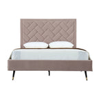 Crosby Upholstered Velvet Queen Bed in Blush