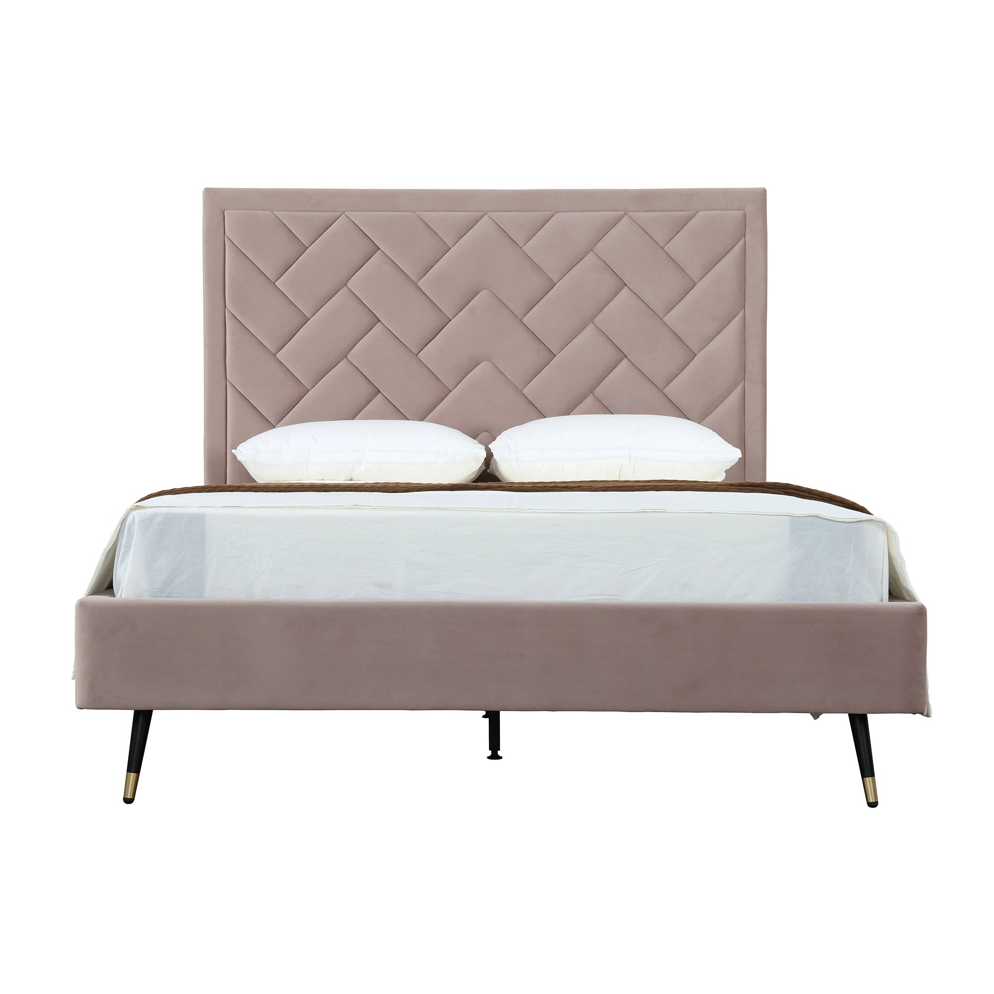 Crosby Upholstered Velvet Queen Bed in Blush