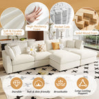 U_STYLE U-shaped sectional sofa features chenille fabric, high-resiliency foam, pocket coils, and solid wood frame for durability.