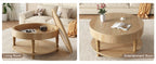 Coffee Table with Dual Storage for Living Room, 31.5' Modern Round Coffee Table with Storage and Hidden Compartment, Adjustable Leveling Feet, Easy Assembly(Natrual Wood).