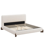 King Size Upholstered Bed with Durable Wood Legs.